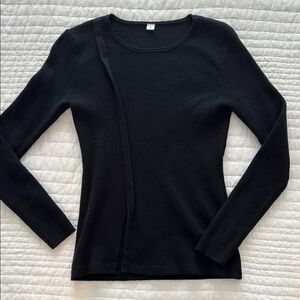 Elegant Black Ribbed Women's Top